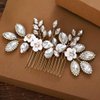 Foyte Crystal Wedding Hair Comb Flower Bride Headpiece Gold Rhinestone Hair Piece Bridal Side Hair Accessories for Women and Bride