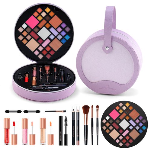 Color Nymph All In One Makeup Kit For Teens With Portable Cosmetics Bag, Multiple Makeups For Begginers As New Year,Birthday Gift Included 38-Colors Eyeshadows Lipglosses Brushes (Purple)