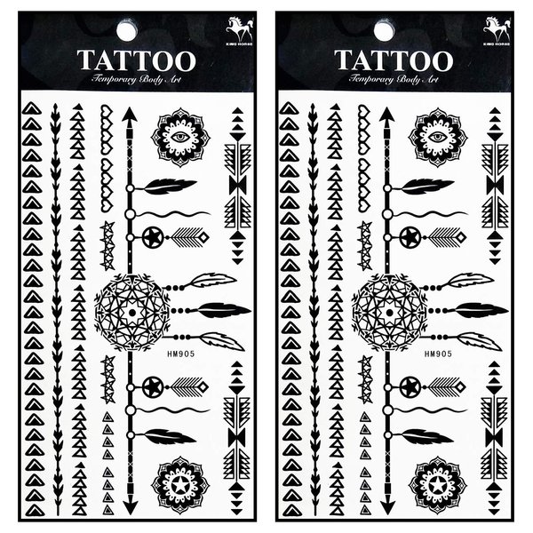 Tattoos 2 Sheets Feather Indian Native American Temporary Tattoos for Adult Men Women Kids Waterproof Temporary Tattoo Fake Tattoos Body Art Sticker for Kid Teens Men Women