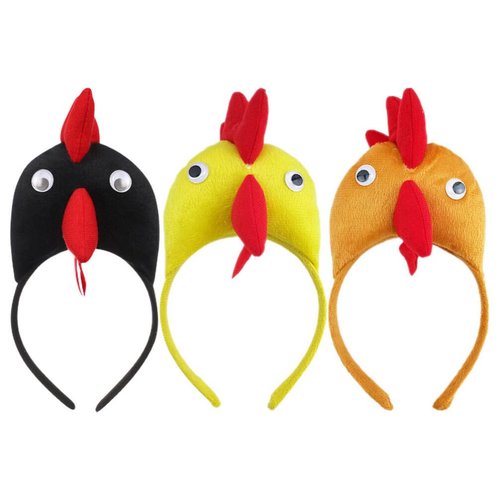 WRITWAA 3Pcs Chicken Hair Hoop, Easter Headbands Cartoon Rooster Hair Bands for Halloween Decorations, Animals Ears Headdress Cute Headbands for Cosplay Party