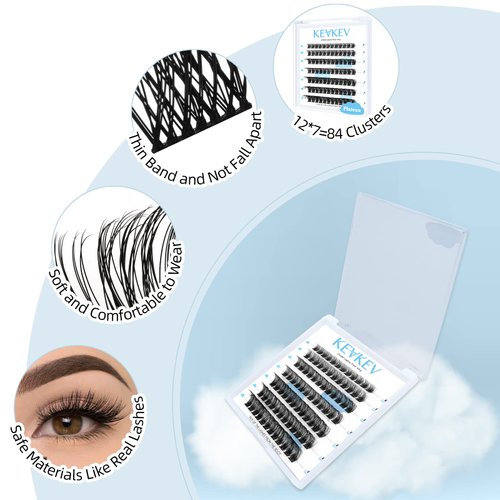 Lash Clusters 84 Pcs Cluster Lashes Eyelash Clusters DIY Cluster Eyelash Extensions Individual Lashes Thin Band & Soft(Plateau,D-8-16mix)