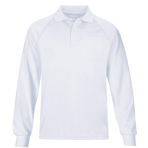 MOHEEN Men's Long/Short Sleeve Moisture Wicking Performance Solid Golf Polo Shirt with Pocket (White, 3XL)
