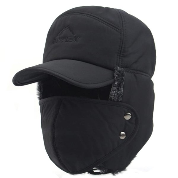 Baseball Cap Hat with Brim Outdoor Water Resistant Windproof Winter Warm Balaclava Cover Ushanka Earflap Fur Baseball Hat Holiday Travel Birthday Gift for Men Women Teen Junior Boy Girl Black