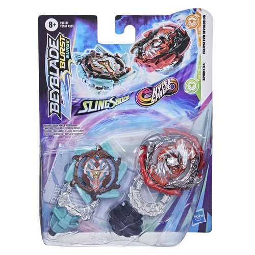 Beyblade Burst Surge Dual Collection Pack Hypersphere Eclipse Evo Devolos D5 and Slingshock Sphinx S4-2 Spinning Tops, Battle Game Toys