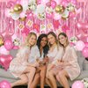 MSMANCY Pink Birthday Decorations for Women with HAPPY BIRTHDAY Banner Curtains Heart Star Balloons for 16th 18th 21st 30th 40th 50th 60th Birthday Party Supplies (Pink)