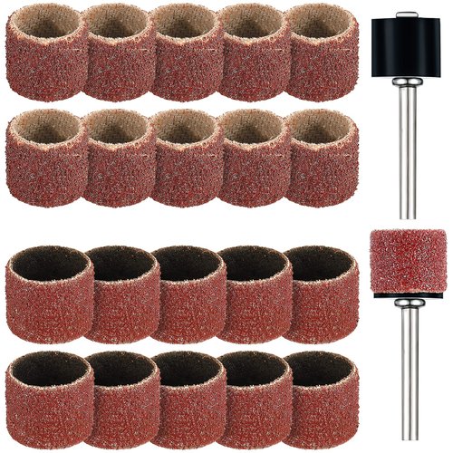 22 Pet Nail Grinder Replacement Kit with Grit Sanding Bands Pet Nail Smoother Dog Claw Care Black Grinding Drums Dog Nail Grinder Replacement Dog Claw Grooming Supplies (1/2 Inch 60 Grit and 100 Grit)