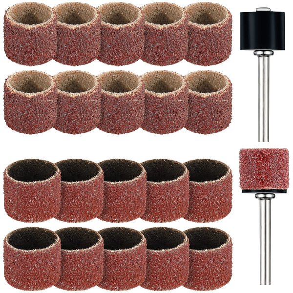 22 Pet Nail Grinder Replacement Kit with Grit Sanding Bands Pet Nail Smoother Dog Claw Care Black Grinding Drums Dog Nail Grinder Replacement Dog Claw Grooming Supplies (1/2 Inch 60 Grit and 100 Grit)