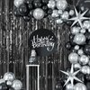 5 Pack Black Fringe Backdrop 3.2ft x 8.2ft Foil Curtain Tinsel Foil Fringe Curtains Backdrop Tinsel Backdrop Streamers for Birthday Curtain Party Decoration Wedding Christmas Decoration (Black)