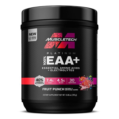 MuscleTech | Platinum 100% EAA+| Essential Amino Acids| Muscle Strength Builder for Men & Women | Workout Supplement | Fruit Punch | 13.8 oz | 30 Servings