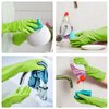 Disfore 2 Pairs of Durable Rubber Gloves, Reusable Non-Slip Cleaning Gloves, Long-Sleeved Waterproof Dishwashing Gloves to Protect Hands, Soft and Comfortable Premium Kitchen Gloves,Small Green