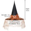 Edoneery Halloween Witch Hat for Women, Mesh Lace Fancy Dress Wizard Costume Accessory for Cosplay Parties(Orange)