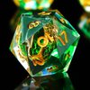 Ring DND Dice Set Sharp EdgeResin Dice,Golden Ring Inclusion Lord of The Rings D&D Dice RPG Role Playing Games, Dungeons and Dragons Polyhedral Dice Set（Green）