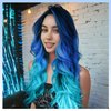HANNE Long Blue Wavy Wigs for Women 26 Inch Middle Part Blue Ombre Wig Body Wave Long Curly Synthetic Wig Heat Resistant Black and Blue Wigs Colorful Hair Wigs for Daily Party Cosplay Use (Ombre Blue)