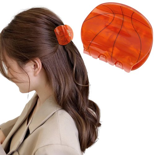 Hapdoo 1pc Acrylic Basketball Hair Clips, Sports Hair Claw Clips Game Day Hair Accessories Gifts for Women Girls