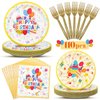 110 PCS Birthday Party Supplies - Disposable Paper Plates Happy Birthday Plates and Napkins for Birthday Party Decorations,Tableware Set for Party Favors - Serves 25 Guests