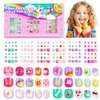 144 Pieces 6 Pack Kids Press on Nails Artificial Fake Nails for Kids Girls Pre Glue Full Cover Short Acrylic False Nail Tips Art Kits Gifts for Kids Girls Nail Art Decoration(Lovely Pattern)