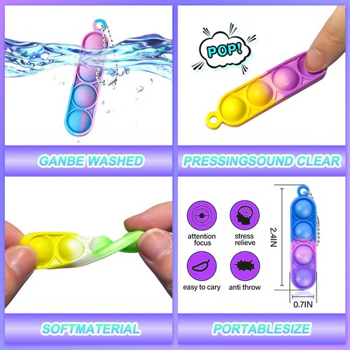 260 PCS Pop Keychain Bulk Party Favors,Fidget Toys for Kids Bulk Mini Pop Keychain Sensory Toys Stocking Pinata Stuffers Birthday Classroom Prizes Toddler Toys Fidget Pack Stress Relief Toys
