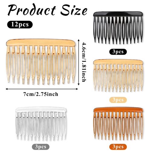 12 Pcs Hair Side Combs French Twist Hair Comb 14 Teeth Decorative Hair Combs Vintage Style Hair Clips Pins Accessories Plastic Fine Hair Clips Hair Styling Comb for Women Bridal Fine Long Curly Hair