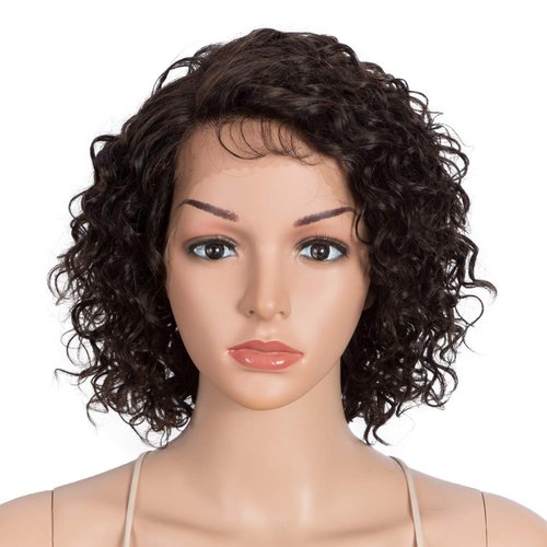 Style Icon 10&quot; Human Hair Afro Wigs Short Curly Wigs for Black Women Lace Front Side Part Wigs (1...