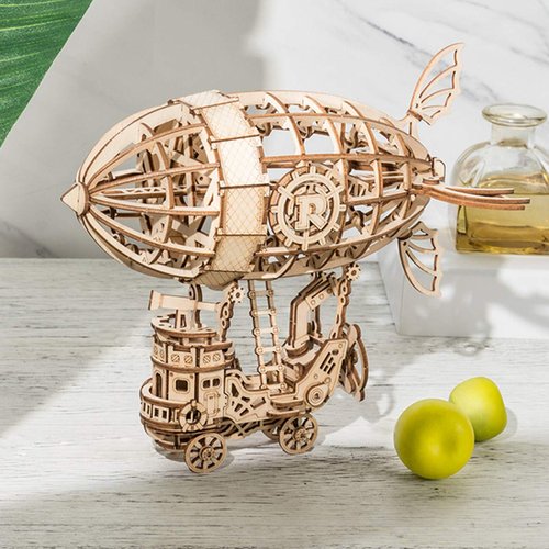 Rolife Build Your Own 3D Wooden Assembly Puzzle Wood Craft Kit Airship Model Gifts for Kids and Adults