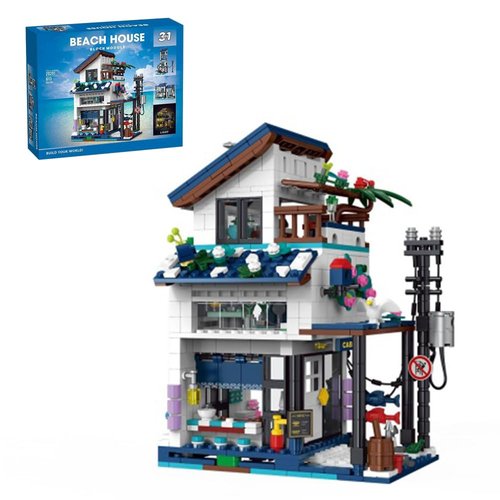 kowkis Japanese Seaside Holiday Villa Building Blocks Set with LED Lights,Creative 3 in 1 MOC Creative Model Set,Construction Toy for Adult(813 Pcs)