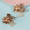 2PCS Gold Small Side Hair Combs for Women Wedding Decorative, Retro Pearl Metal Hair Comb Clips Crystal Bridal Hair Piece Pins for Wedding Accessories