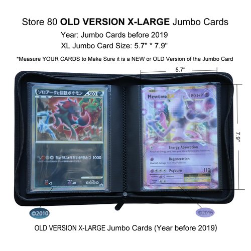 Rayvol Jumbo Card Binder Size XL, Fits 80 XL Jumbo Cards -Includes 80 Sized XL Penny Sleeves, Ringless Jumbo Card Binder for Oversized Cards 5.7 * 7.9 Inch