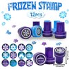 Snowflake Birthday Party Favors Supplies Kids Girl Winter Party Decorations Set Include 12 Invisible Ink Pen,12 Mini Notebook,12 Slap Bracelets,12 Silicone Keychains, 12 Stampers,1 Snowflake Sticker