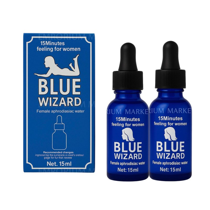 Fantastic Blue Wizard Liquid Drops 30 ml Aphrodisiac Fifteen Minutes Felling for Women 2 Bottles