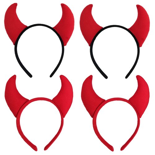 Halloween Devil Headband Devil Horns Hair Clips Hair Band Red Devils Ears Barrettes Women Devil Hairband Hair Hoop Party Decoration Cosplay Costume Headpiece Handmade Hair Accessories 4 Pack Headband