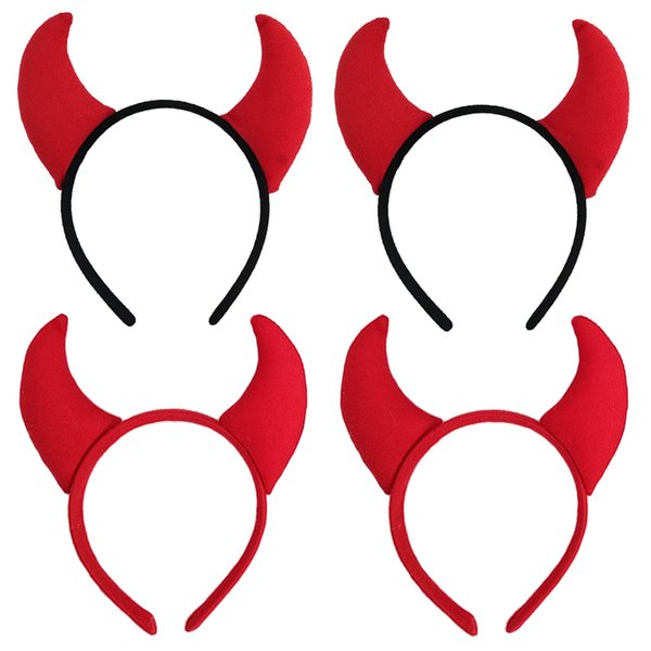 Halloween Devil Headband Devil Horns Hair Clips Hair Band Red Devils Ears Barrettes Women Devil Hairband Hair Hoop Party Decoration Cosplay Costume Headpiece Handmade Hair Accessories 4 Pack Headband