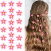 20Pcs Hot Pink Small Flower Hair Clips for Women, Mini Flower Clips for Hair Flower Hair Pins Wedding Hair Accessories for Women Girls
