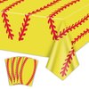 Hegbolke 4 Pack Softball Tablecloths - 86.6" x 51.2" Softball Party Table Cover Rectangular Softball Pattern Table Cloth for Girls Fans Sports Softball Birthday Party Supplies