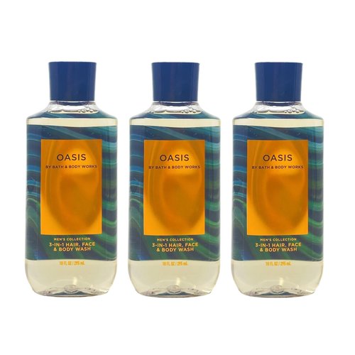 Generic Bath and Body Work Men's Collection OASIS 3 Pack 3-in-1 Hair, Face & Body Wash Bundle - 10 fl oz / 295 mL each, blue