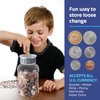 M&R Digital Counting Coin Bank. Batteries Included! Personal Coin Counter/Money Clear jar, Silver Top totals up Your Savings- Works with All U.S. Coins-in Retail Packaging.