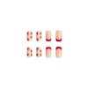 24 Pcs Red French Tip Press on Nails Medium Square Fake Nails with Glue Cute Strawberry Flower False Nails Kit Spring Nails Press ons Glossy Full Cover Nails with Glue Nails for Women Girls