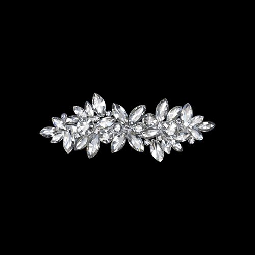 Rhinestone Hair Barrettes and Crystal Clips for Women, Girls - Sparkly Fancy Bridal Wedding Hair Accessories (Silver)