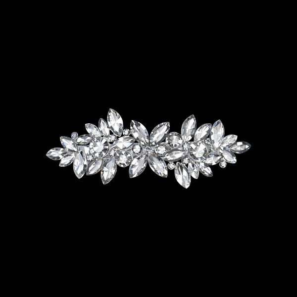 Rhinestone Hair Barrettes and Crystal Clips for Women, Girls - Sparkly Fancy Bridal Wedding Hair Accessories (Silver)