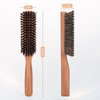 BRUSHZOO Boar Bristle Brush for Men's Fine to Normal Hair - Beech Handle Hairbrush for Hair & Beard Grooming