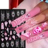 Halloween Nail Stickers for Nail Art Spider Pink White Ghost Spider Web Nail Art Decals 3D Self-Adhesive Halloween Nails Rhinestones Designs Charms Spider Stickers for Women Manicure Decoration 4Pcs