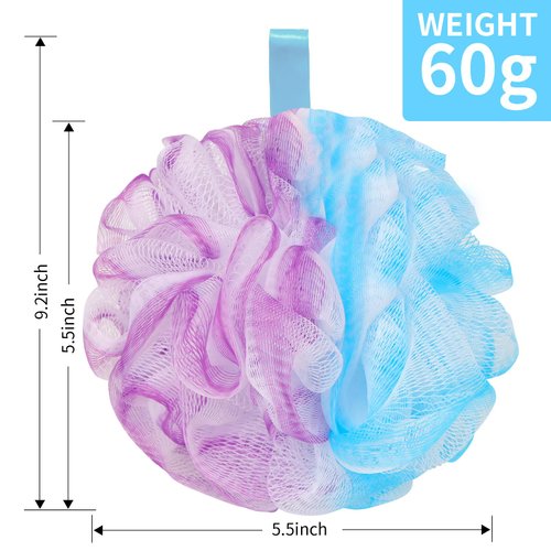 BCKENEY Bath Loofah Shower Sponge Body Back Scrubber Soft Mesh Shower Puffs Exfoliating Loofa for Women & Men Bath Accessories Cleaning Tool (4Pack 60G Loofah Sponge, Forest Fairy)