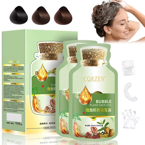 Botanical Bubble Plant-Based Hair Coloring Kit for Women &amp; Men, Hair Dye for Gray Coverage, Inclu...