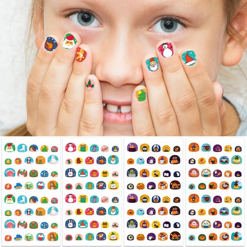 IDDFEVE Nail Stickers for Kids - Halloween&amp;Christmas Cute 3D Self-Adhesive Designs, DIY Nail Art ...