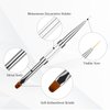 Thinp 2 Pcs Double Ended Nail Art Brushes,Builder Gel Brush Nail Liner Brush UV Hard Gel Brush Nail Drawing Brushes French Tip Brush Rhinestone Handle Nail Brush for Nail Art Design, White