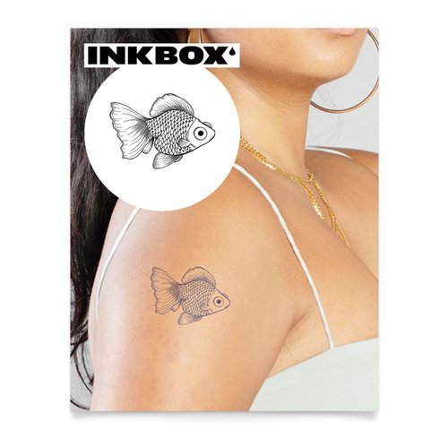 Inkbox Temporary Tattoos, Semi-Permanent Tattoo, One Premium Easy Long Lasting, Water-Resistant Temp Tattoo with For Now Ink - Lasts 1-2 Weeks, Fishy Business, 3 x 3 in