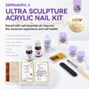 SAVILAND Acrylic Nail Kit: Clear Pink White Acrylic Powder Kit and EMA Acrylic Liquid for Acrylic Nails Extension with 2pcs Essential Oil Acrylic Nail Brush for Beginner Home Salon DIY