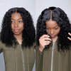 ISEE Wear and Go Glueless Wigs Human Hair Pre Plucked Deep Wave Bob Wig Human Hair Lace Front Wigs for Women Upgraded No Glue Pre Cut 4x4 Lace Closure Glueless Wigs for Black Women Human Hair 14 Inch