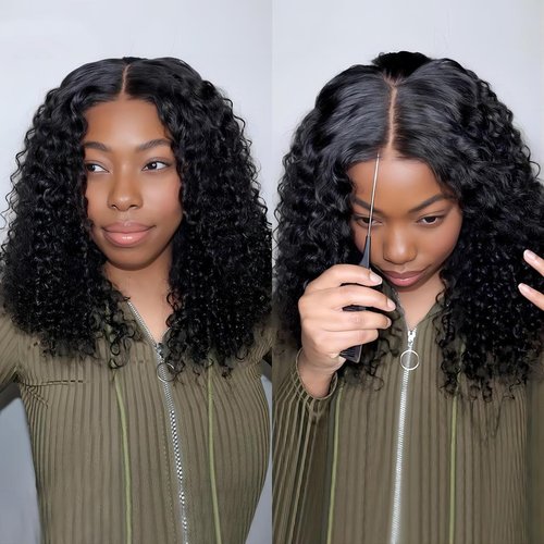 ISEE Wear and Go Glueless Wigs Human Hair Pre Plucked Deep Wave Bob Wig Human Hair Lace Front Wigs for Women Upgraded No Glue Pre Cut 4x4 Lace Closure Glueless Wigs for Black Women Human Hair 14 Inch