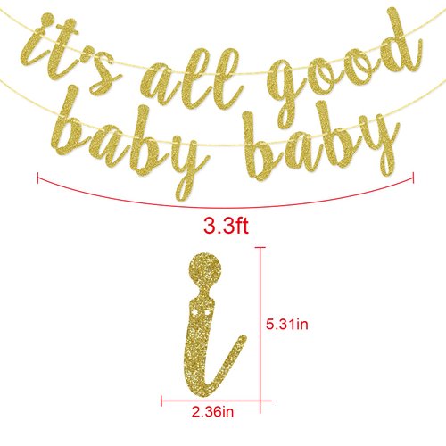 It's All Good Baby Baby Banner, Hip Hop Party Decorations, Birthday Bunting Sign, 80s 90s Party Supplies, Pre-strung, Gold Glitter