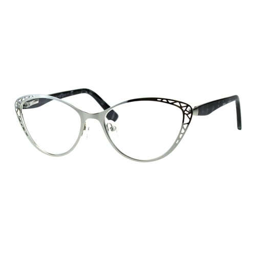 PASTL Womens Reading Glasses Magnified Readers Cateye Frame Spring Hinge Silver +2.75